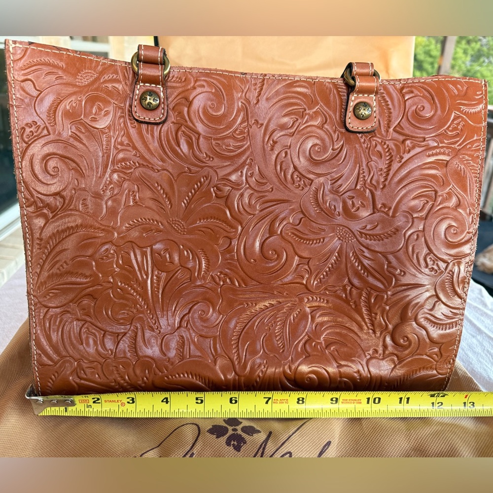 Patricia Nash Floral Embossed Tan Tote - Picture 3 of 6
